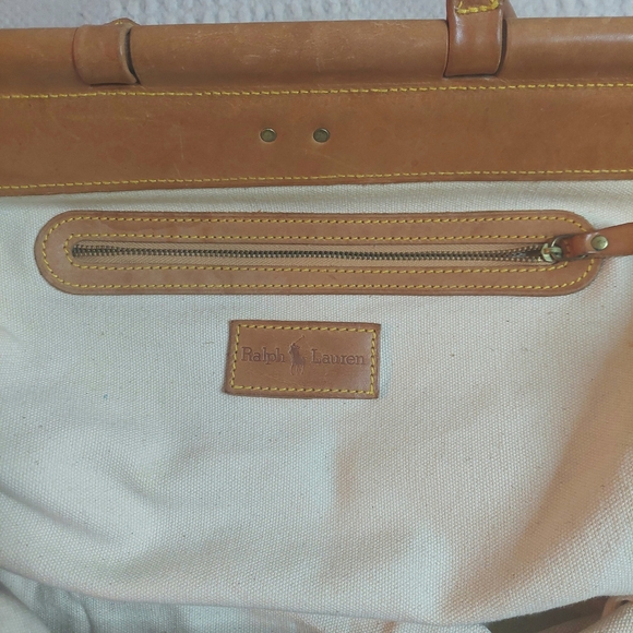 Vintage 80's Ralph Lauren Floral Carpet Tapestry Leather Satchel- Travel Bag! - Picture 16 of 16